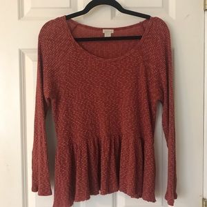 Hinge Stripe Thermal Peplum Top